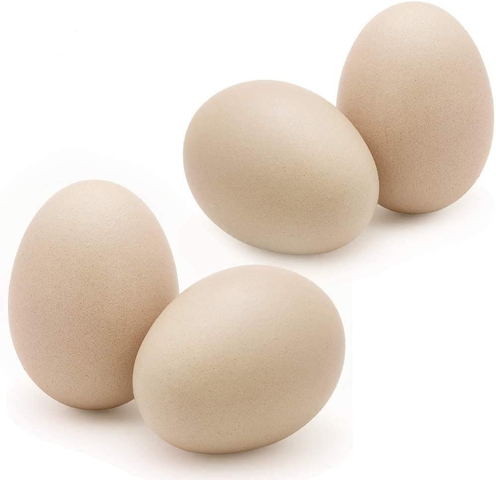 SunGrow Wooden Fake Eggs for Laying Hens in Chicken Coop Train to Lay inside Nest Box， Beige， 4 count