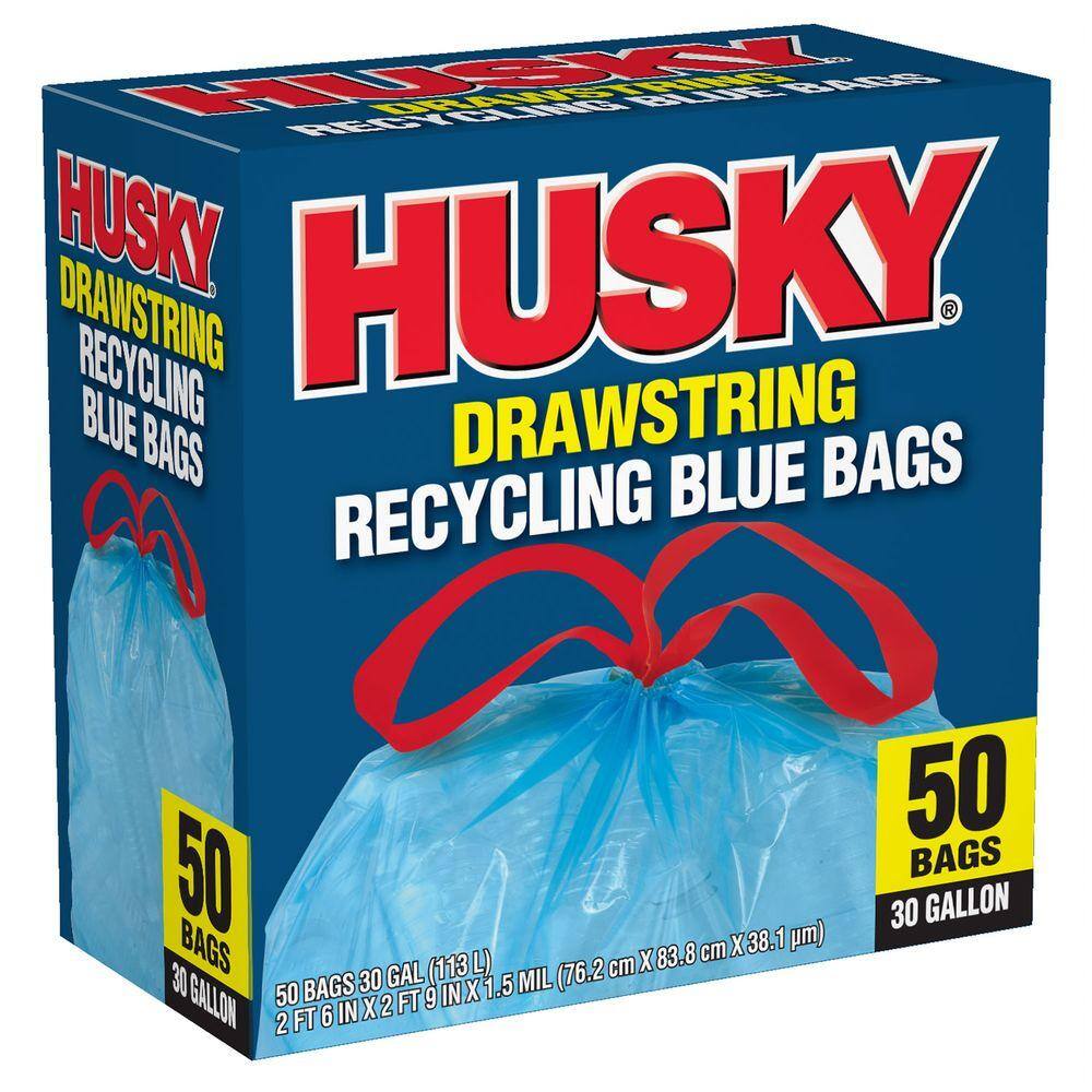 Husky 30 Gal. Blue Recycling Bags (50-Count) HK30DS050BU