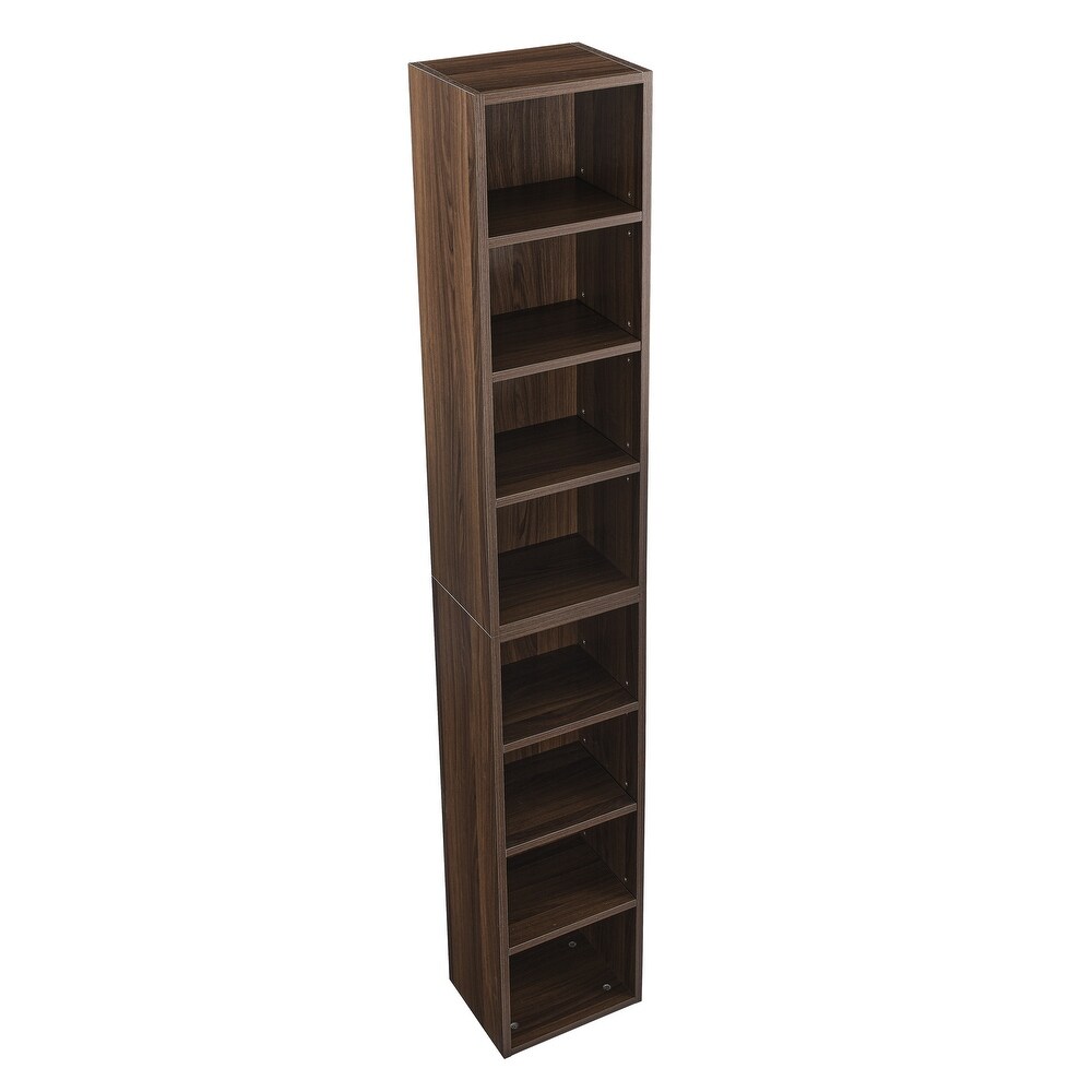 8 Tier Decorative Organizers Media Tower Rack Bookcase Cabinet with Adjustable Shelves Easy to Assemble