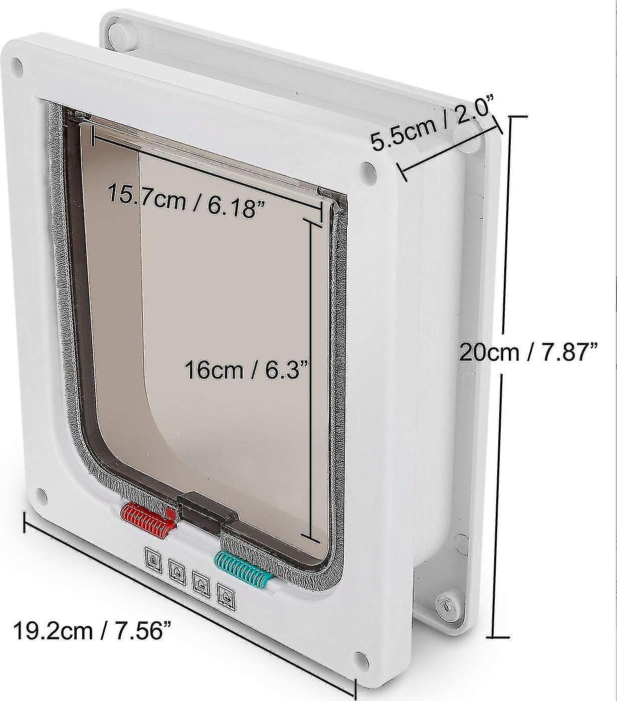 Medium Cat Flap Door With 4 Way Lock， Magnetic Pet Door Kit White