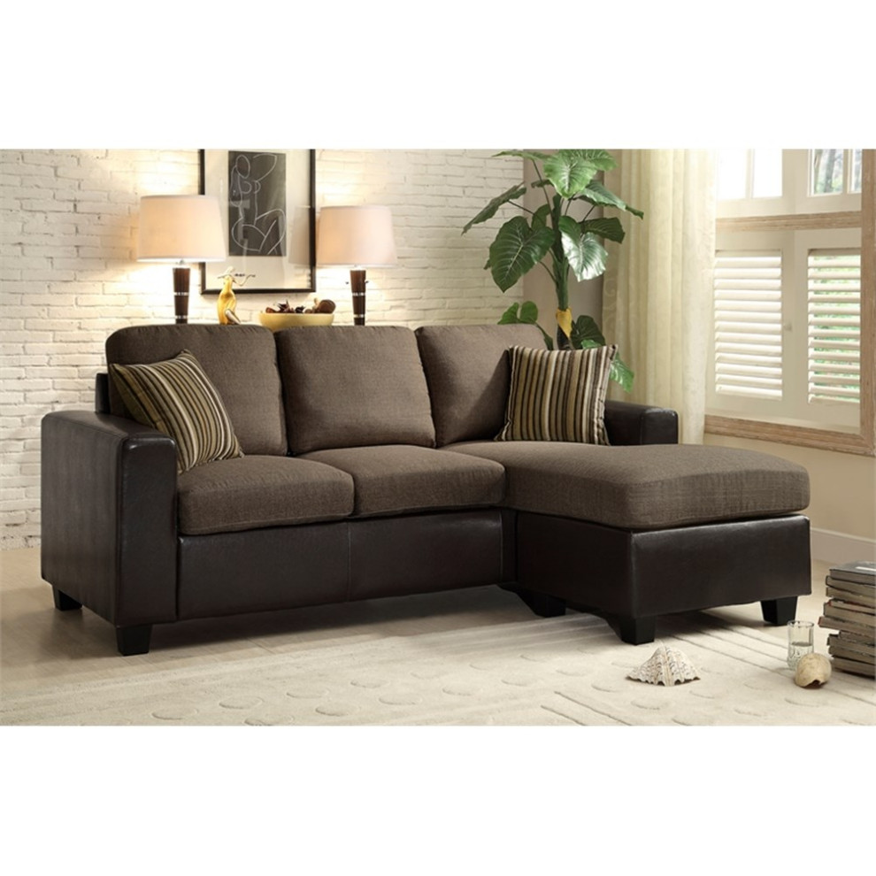 Lexicon Slater Reversible Sofa Chaise with 2 Pillows in Brown   Transitional   Sectional Sofas   by Homesquare  Houzz