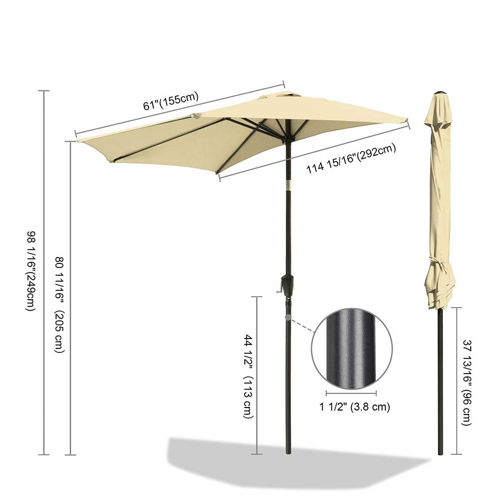 Yescom 10 ft Patio Outdoor Market Half Tilt Umbrella