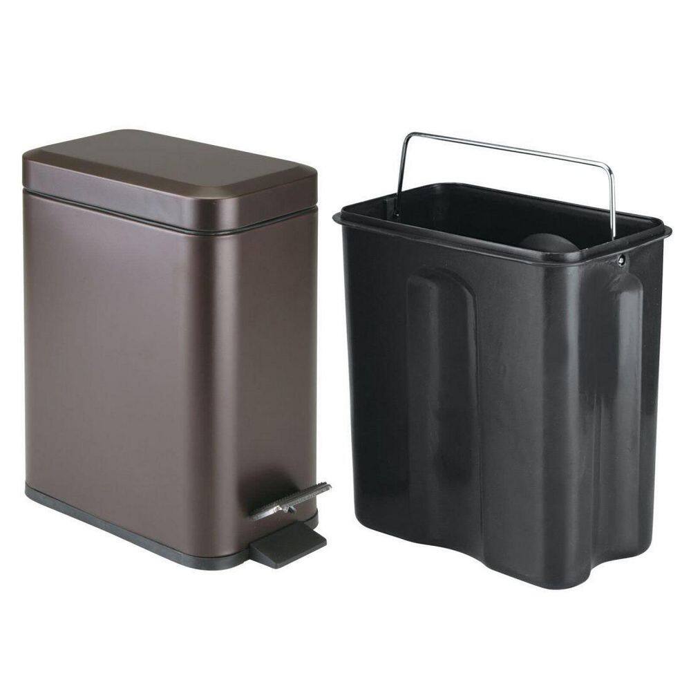 Dracelo 1.3 Gal. Bathroom Small Metal Lidded Step Trash Can with Removable Liner Bucket in Bronze B079B9LX6N