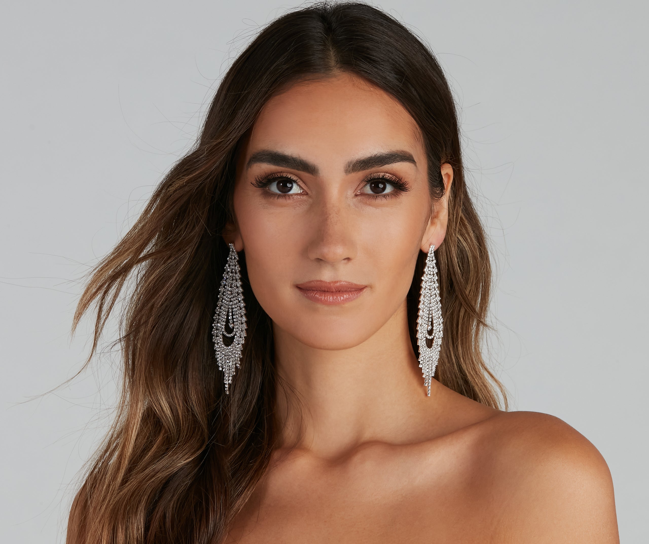 Captivate Them Rhinestone Teardrop Duster Earrings