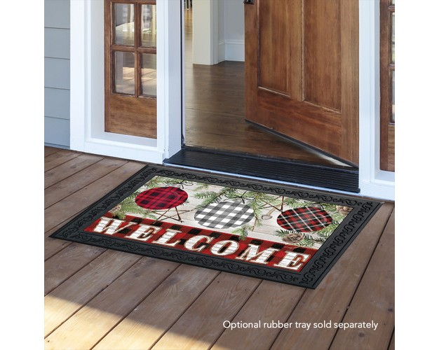 Briarwood Lane Patterned Ornaments Christmas Doormat Welcome Chec