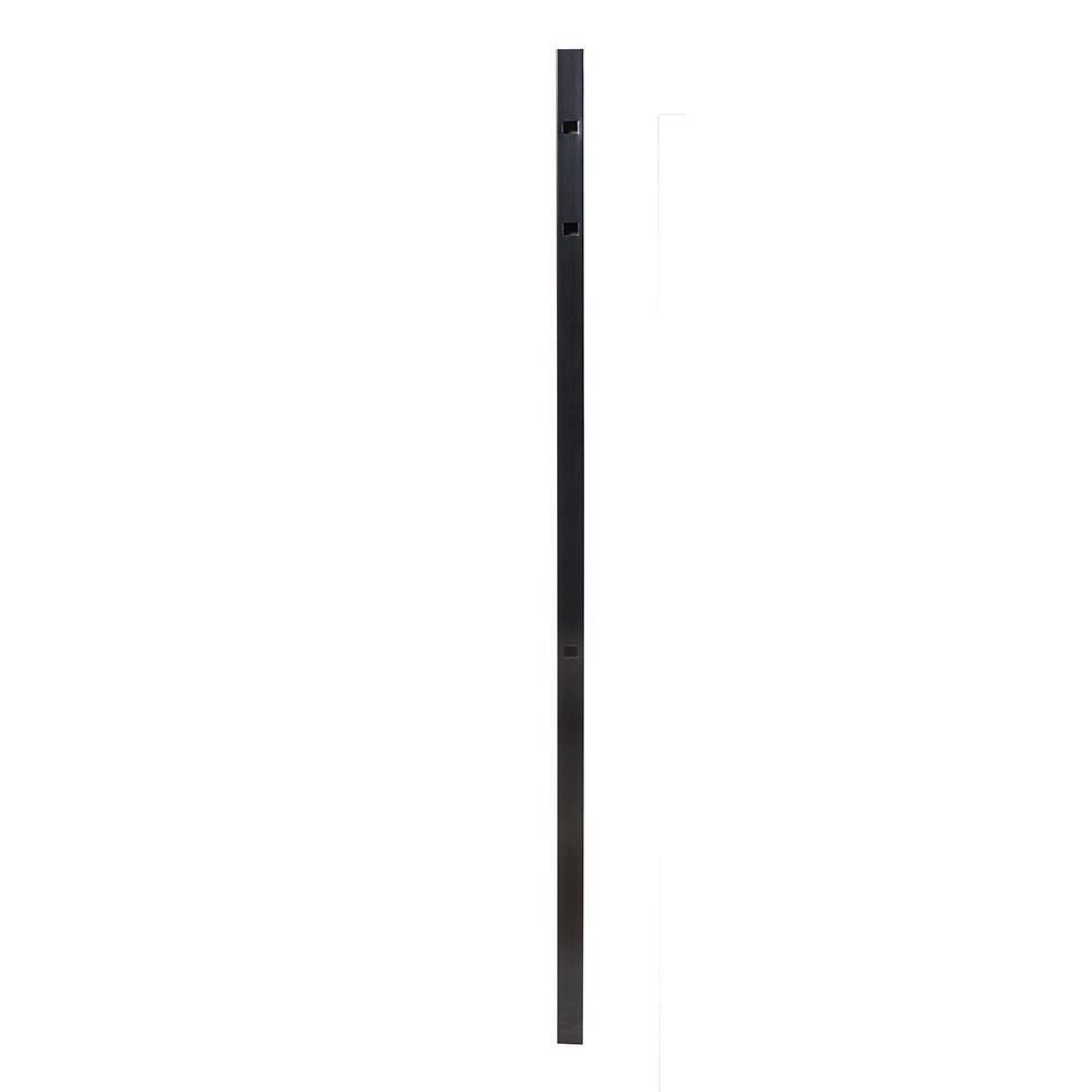 FORTRESS Athens 2 in. x 2 in. x 6 ft. Gloss Black Aluminum Flat Top and Bottom Design Fence Corner Post 4032072441M