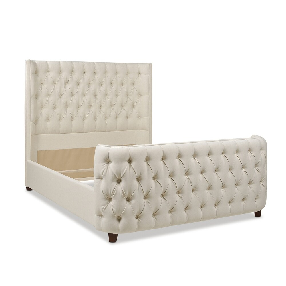 Chateau Linen Upholstered Tufted Shelter Panel Bed