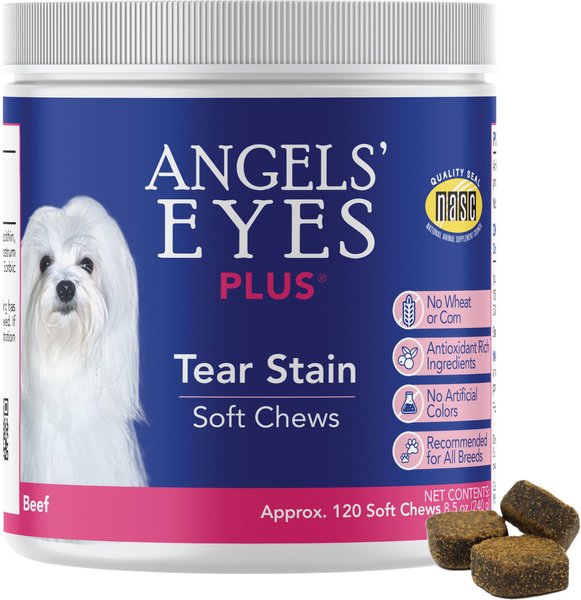 Angels' Eyes Plus Beef Flavored Soft Chews Tear Stain Supplement for Dogs and Cats