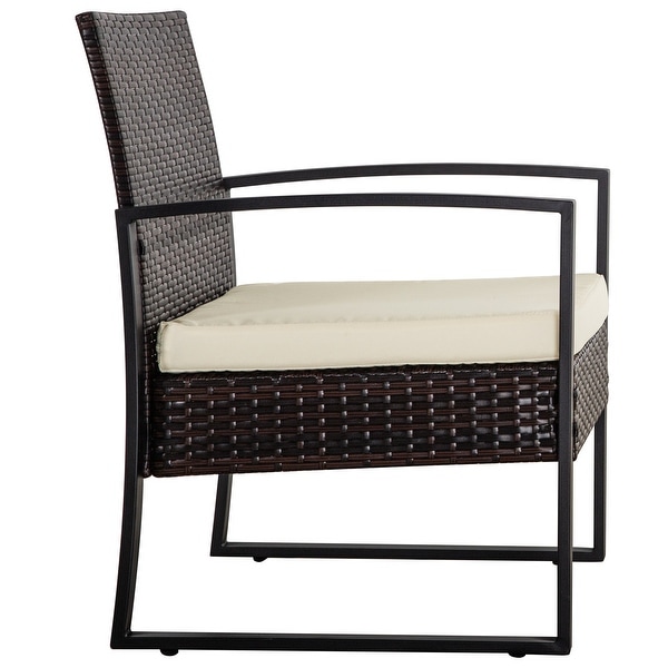 3Pieces Wicker Patio Conversation Set Outdoor Chairs with Cushions