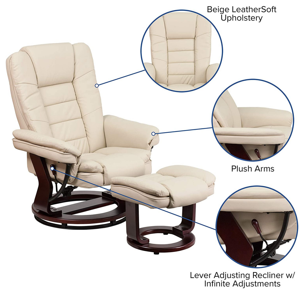 Contemporary Recliner With Ottoman  Comfortable LeatherSoft Upholstery   Modern   Theater Seating   by Decorn  Houzz