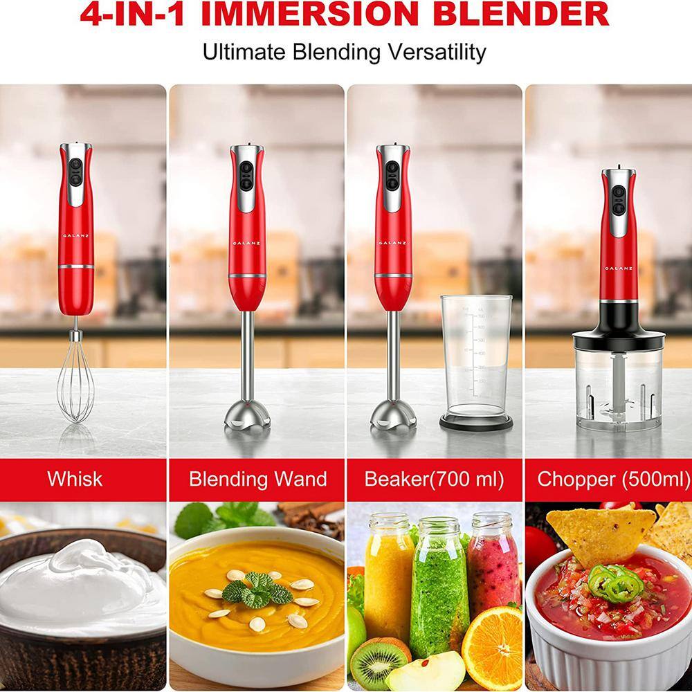 Galanz 2-Speed Multi-Function Retro Hand Immersion Blender in Hot Rod Red 985120365M