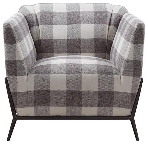 Bowery Hill Contemporary Plaid Accent Chair in Cherry   Midcentury   Armchairs And Accent Chairs   by Homesquare  Houzz