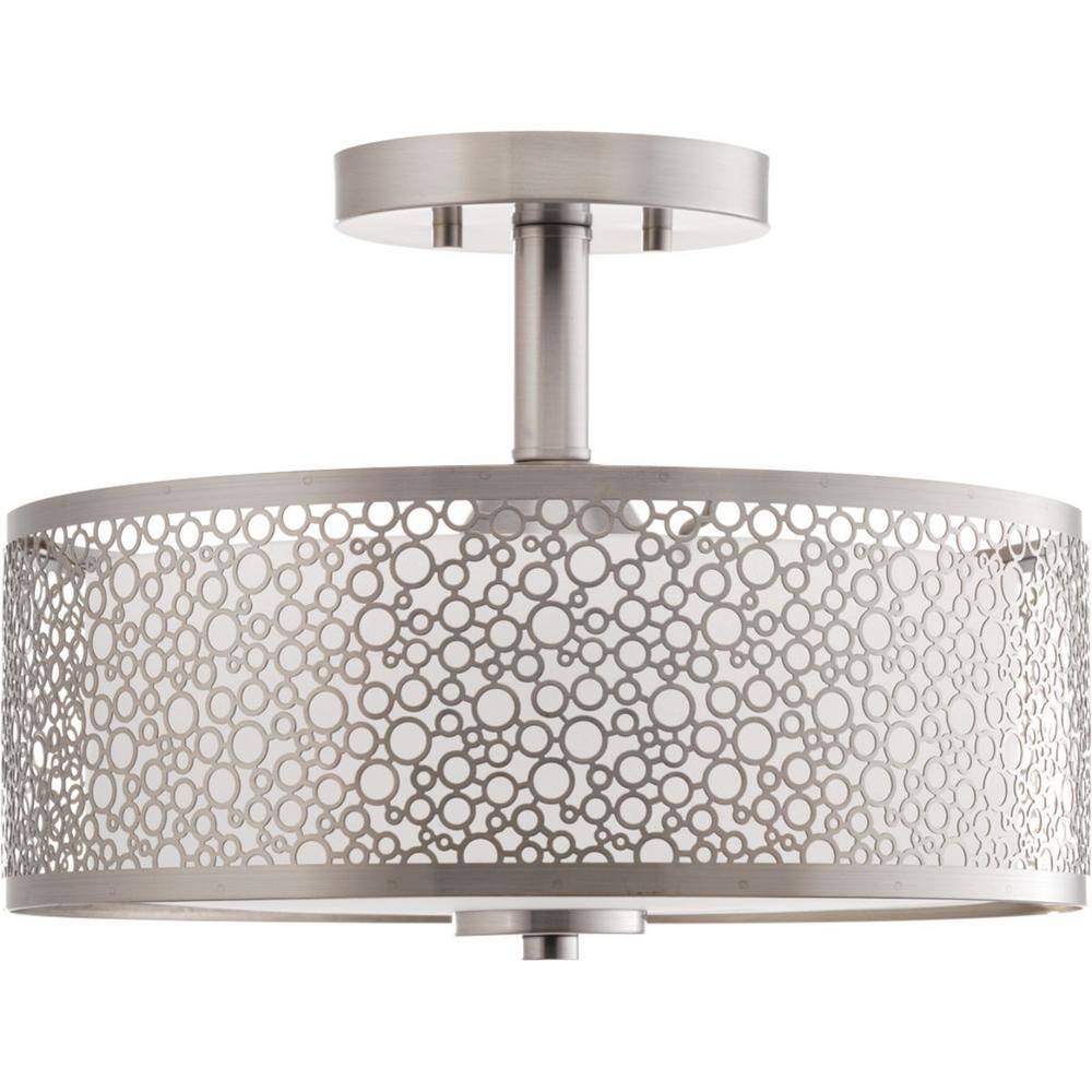 Progress Lighting Mingle Collection 17-Watt Brushed Nickel Integrated LED Semi-Flush Mount P2320-0930K9