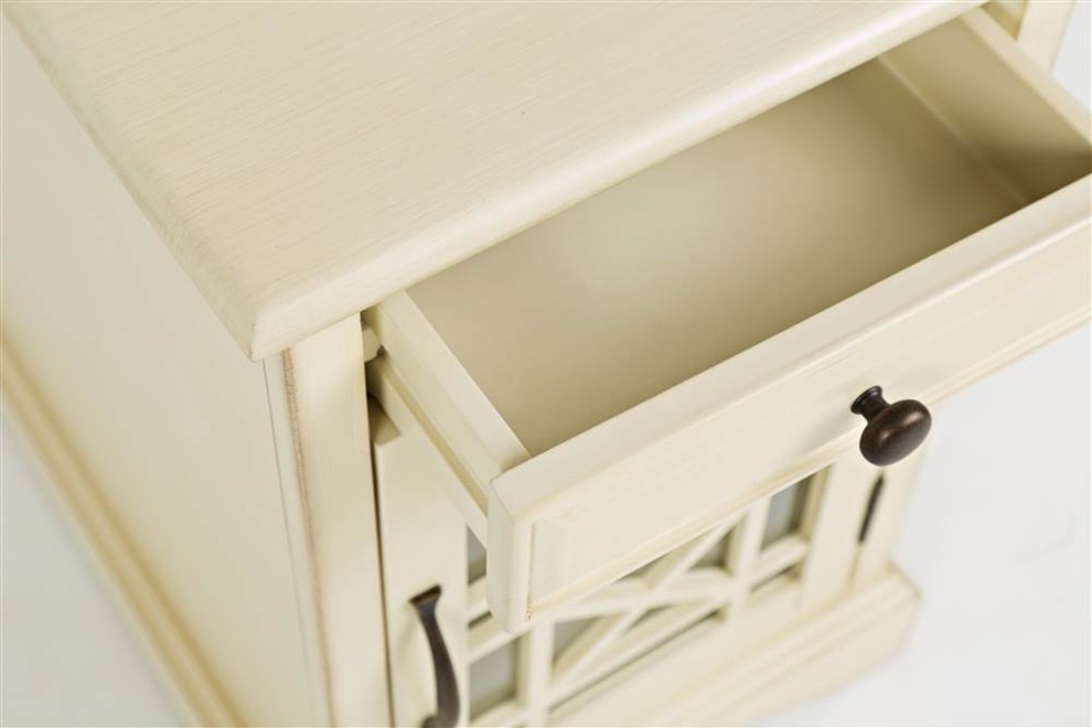 Craftsman Power Chairside Table  Antique Cream   Farmhouse   Side Tables And End Tables   by HedgeApple  Houzz