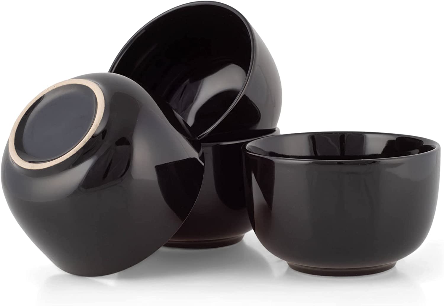 Elanze Designs Bistro Glossy Ceramic 4 inch Dessert Bowls Set of 4， Black