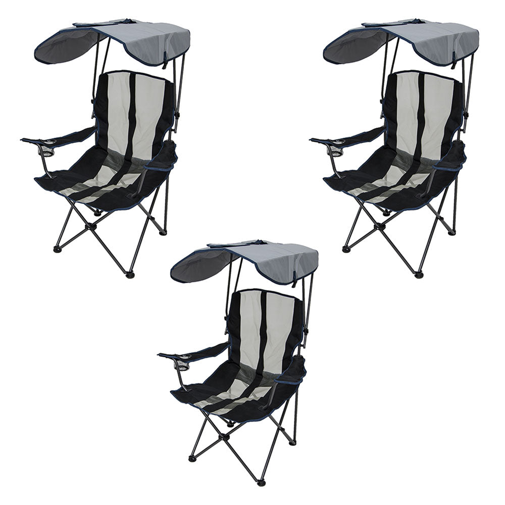 Kelsyus Premium Portable Camping Folding Lawn Chair with Canopy (3 Pack)