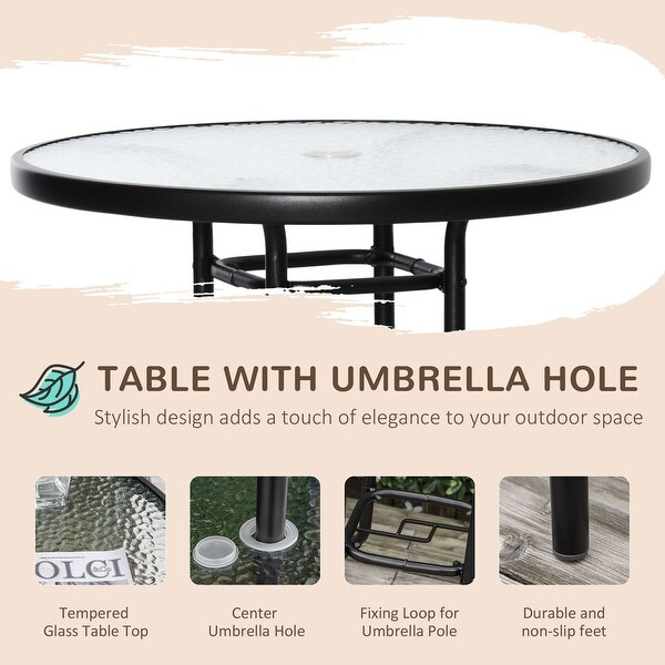 Outdoor Dining Table With Adjustable Table Umbrella，Outdoor Ready Set，Patio Dining Set