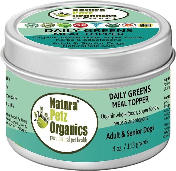 Natura Petz Organics Daily Greens Turkey Flavored Powder Immune Supplement for Dogs， 4-oz tin