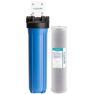 AQUASURE Fortitude High Flow Whole House 5 Micron Carbon Block Water Treatment System 20 in. x 4.5 in. AS-F120CB5