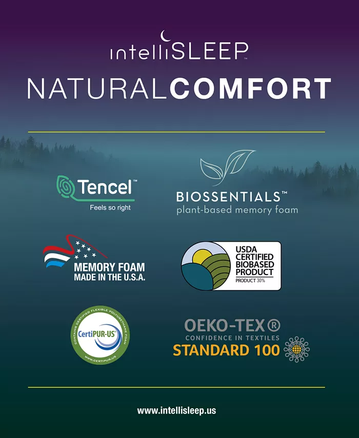 IntelliSLEEP Natural Comfort Contour Memory Foam Pillow， King， Created For Macy's