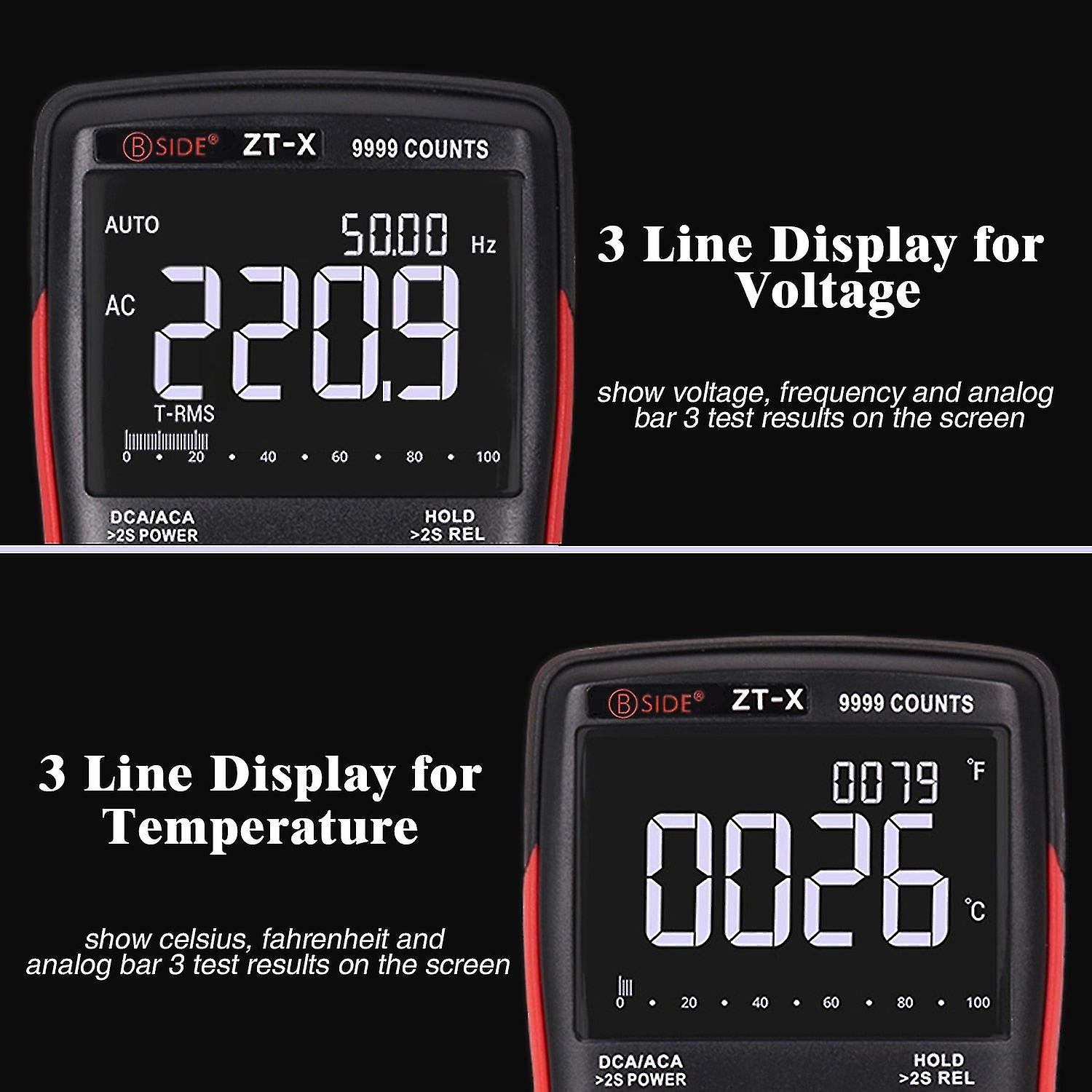 Digital Multimeter 102a T-rms Auto Range Ebtn Dc Ac Voltmeter Ammeter Capacitor Ohm Hz Ncv Tester Better Than Q1