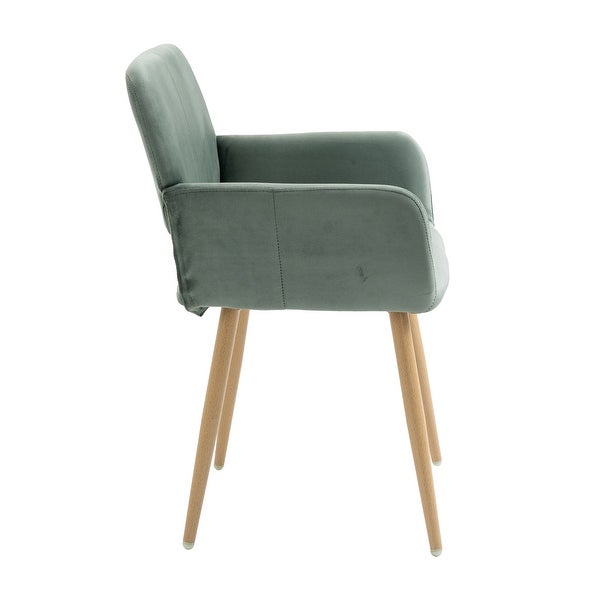 Velet Upholstered Side Dining Chair with Metal Leg(velet+Walnut Wooden Printing Leg)，KD backrest