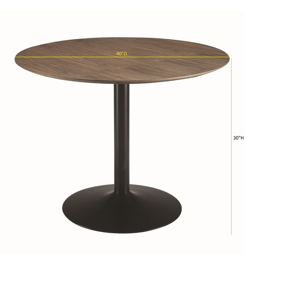 Coaster Furniture Cora Walnut and Black Round Dining Table