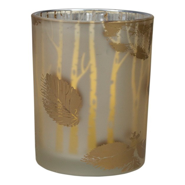 Matte Gold And White Birch Flameless Glass Candle Holder