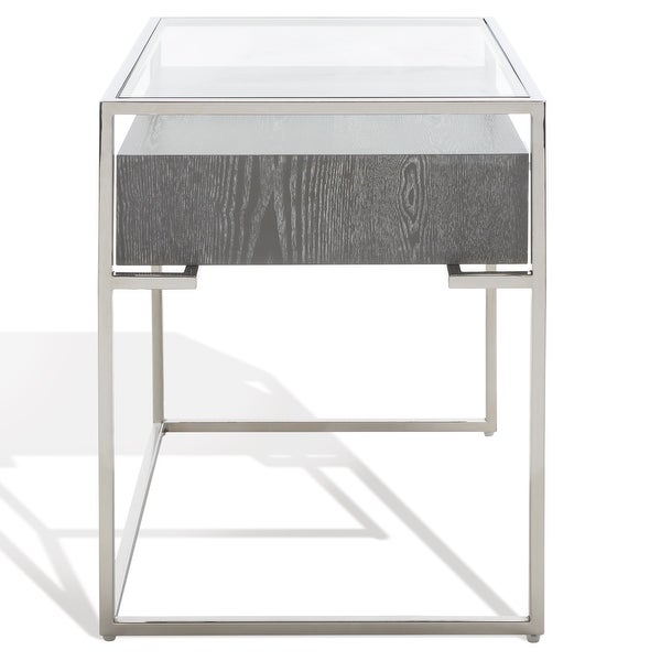 SAFAVIEH Couture High Line Collection Modern Caelan Glass Brown Accent Table - 23.5