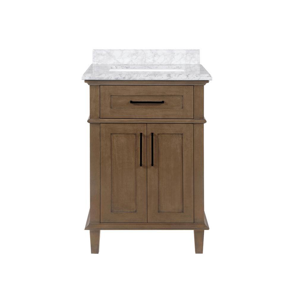 Home Decorators Collection Sonoma 24 in. W x 20 in. D x 34 in. H Bath Vanity in Almond Latte with White Carrara Marble Top Sonoma 24AL