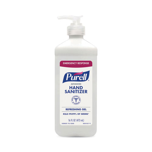 Gojo Purell Advanced Instant Gel Hand Sanitizer | 16 oz Pump Bottle， Clean Scent | GOJ963612PEA