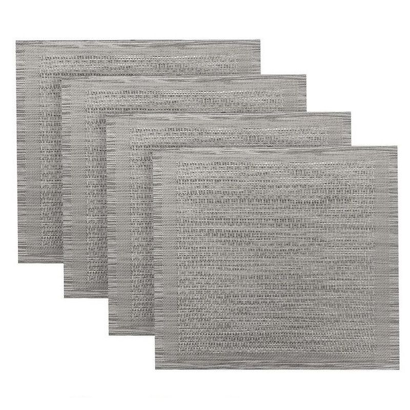 Dainty Home Geneva Woven Vinyl Reversible Square Placemat Set of 4