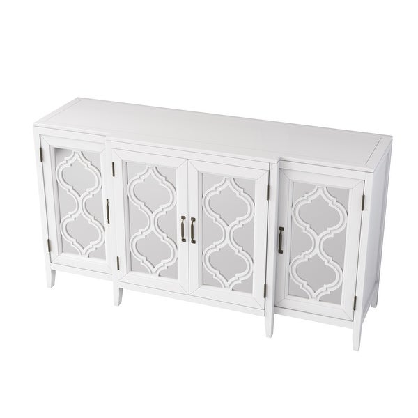 Modern Mirrored Console Table Sideboard for Living Room Dining Room with 4 Cabinets and 3 Adjustable Shelves