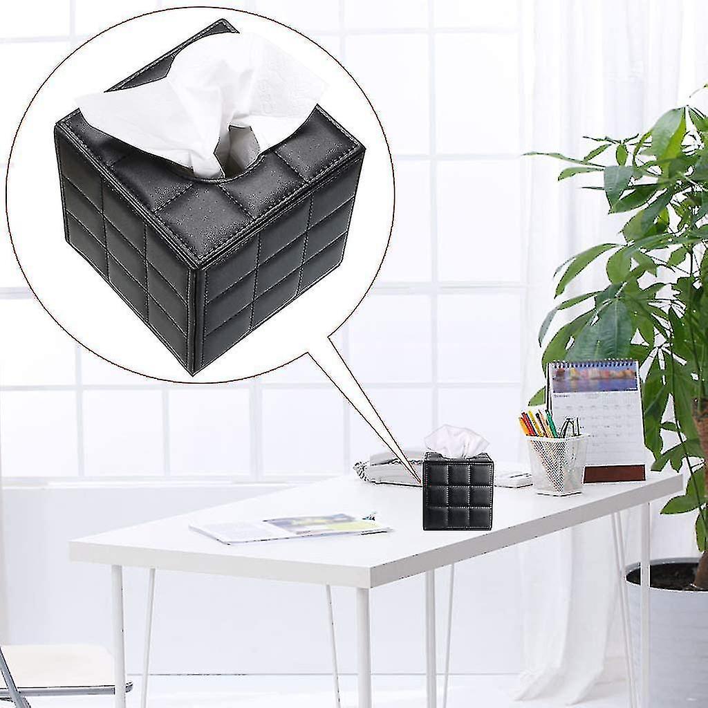 Elegant Pu Leather Tissue Box Holder， Square Napkin Holder， Pumping Paper Case Dispenser， Tissue Hol