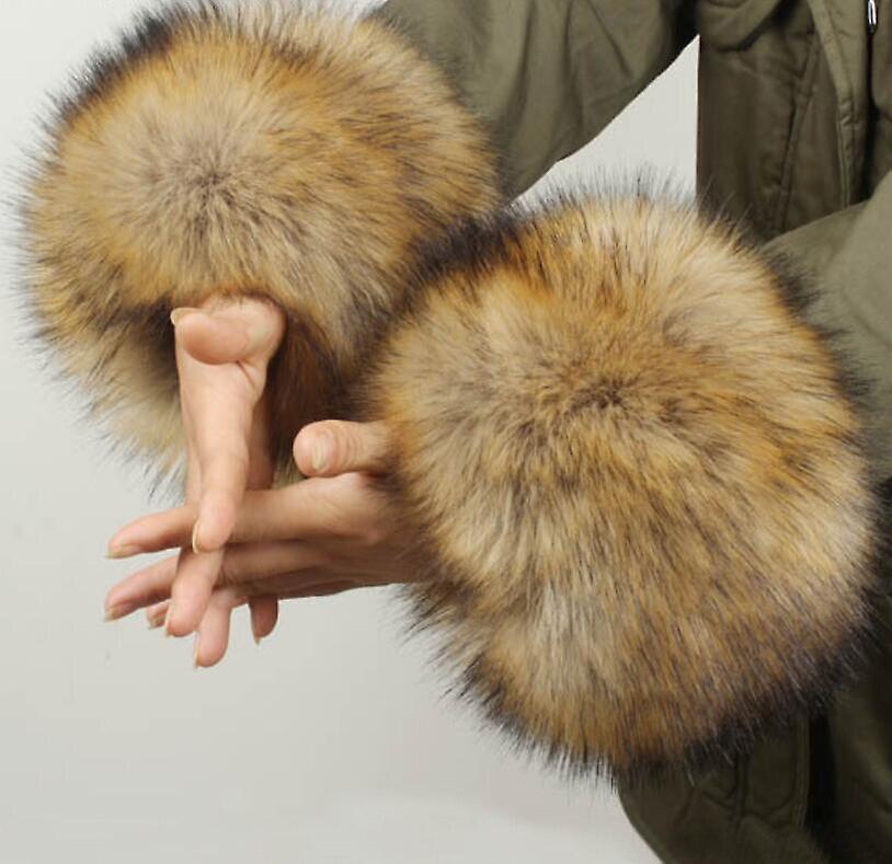 Winter Warmer- Soft Fluffy Faux， Fox Fur Arm Wrist， Sleeve Gloves