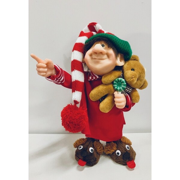 10 Zim's The Elves Themselves Little Fritz with Teddy Bear collectible Christmas tabletop Figure