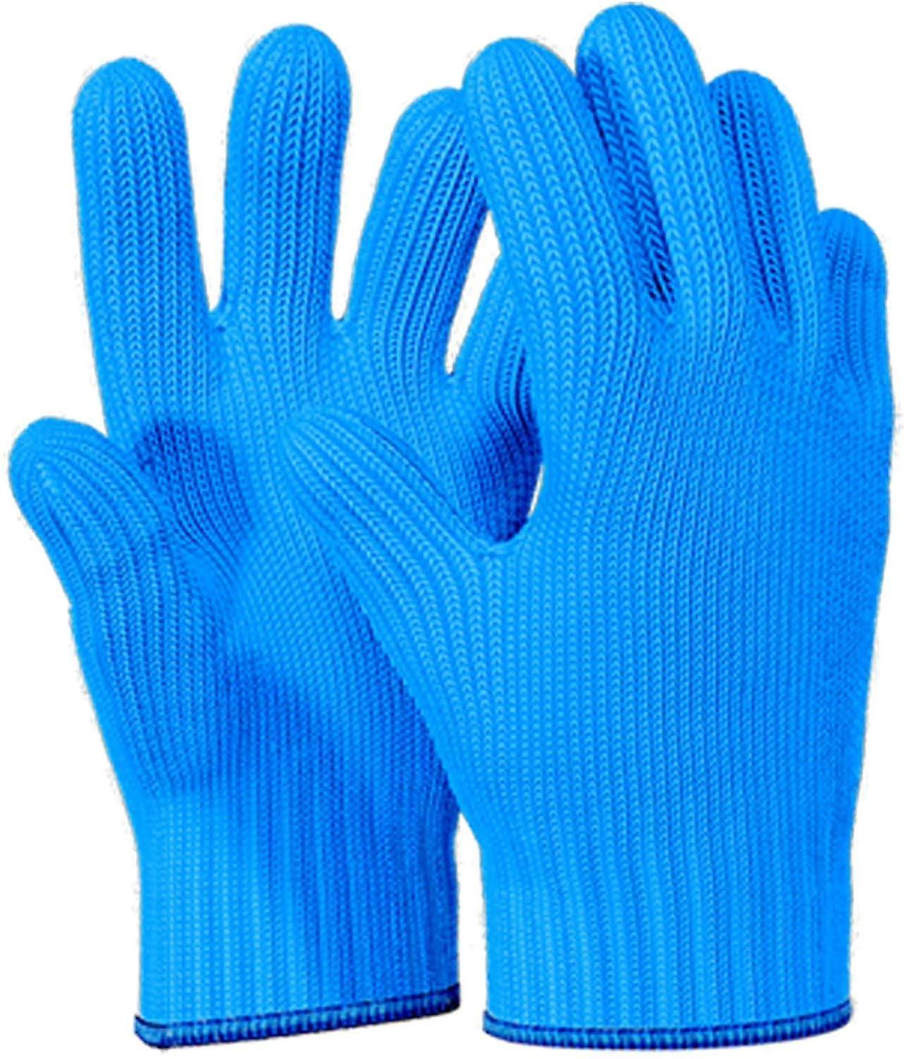 1 Pair Blue Heat Resistant Gloves Blue Oven Gloves Heat Resistant With Fingers Oven Mitts Kitchen Pot Holders Cotton Gloves Kitchen Gloves Double Oven