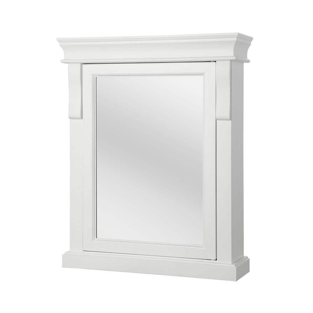 Home Decorators Collection Naples 25 in W x 31 in H x 8 in D Framed SurfaceMount Bathroom Medicine Cabinet in White