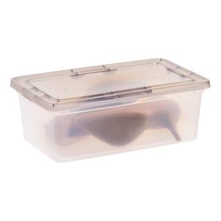 IRIS 6 qt. Snap Top Plastic Storage Box in Clear with Gray Lid 500217