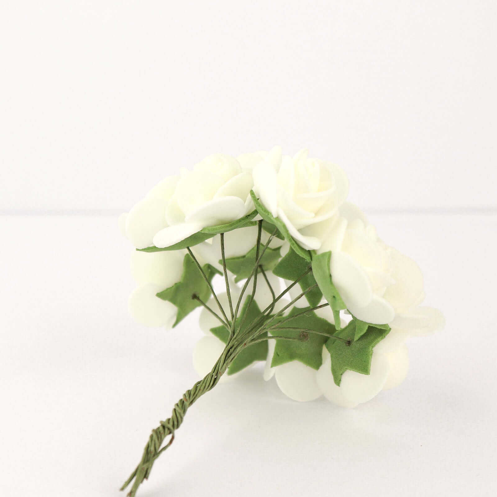 48 Roses Ivory Real Touch Artificial DIY Foam Rose Flowers With Stem, Craft Rose Buds 1