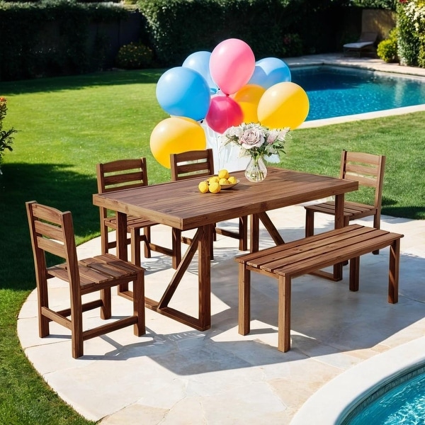 Multiscene Application Highquality Acacia Wood Outdoor Table and Chair Set，Suitable for Patio，Balcony，Backyard，Natural