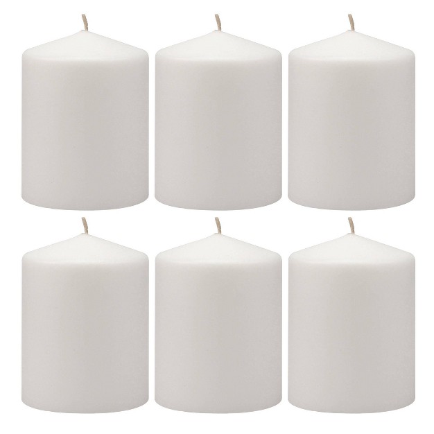 6pk Pillar Candles White Stonebriar Collection