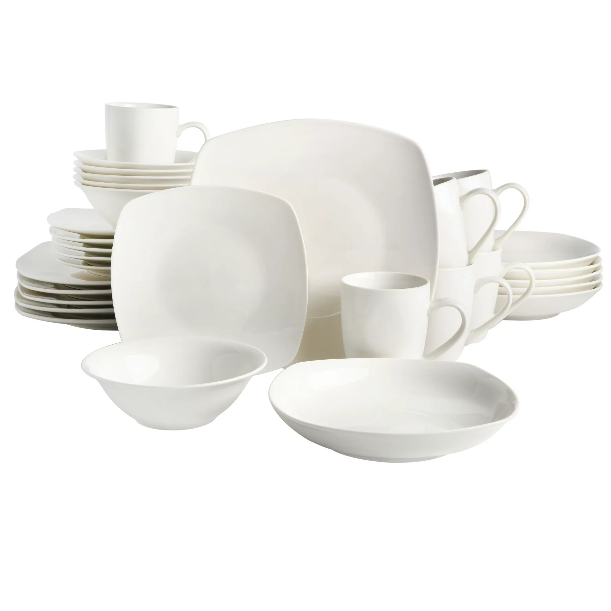 Gibson Home Liberty Hill 30-Piece Dinnerware Set， White