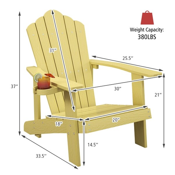 Gymax Patio HIPS Outdoor Weather Resistant Slatted Chair Adirondack