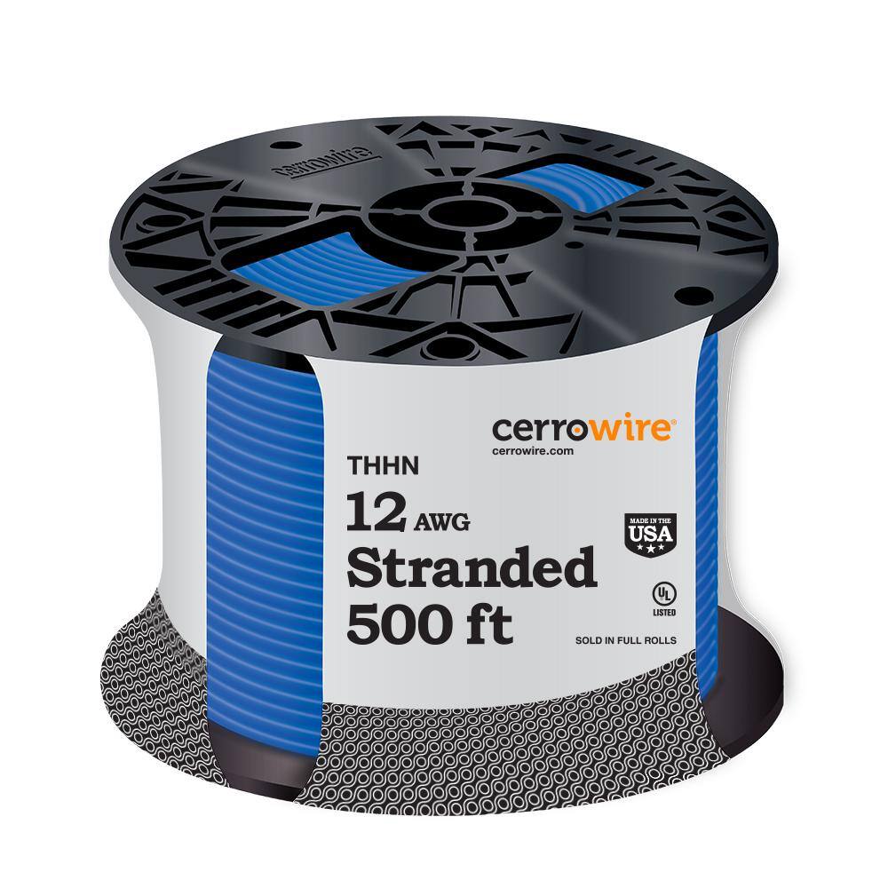 Cerrowire 500 ft. 12 Gauge Blue Stranded Copper THHN Wire 112-3654J