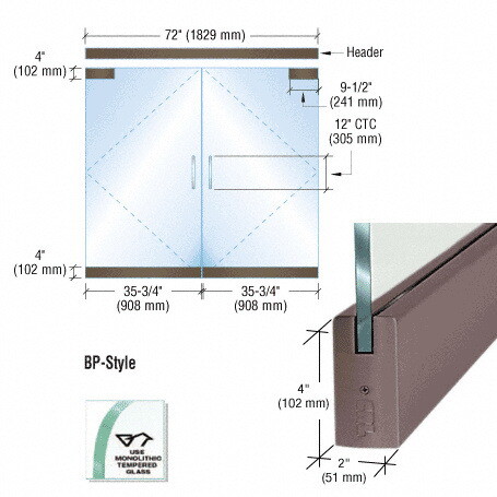 CRL Dry Glazed Frameless Glass 6' BP Style Double ...