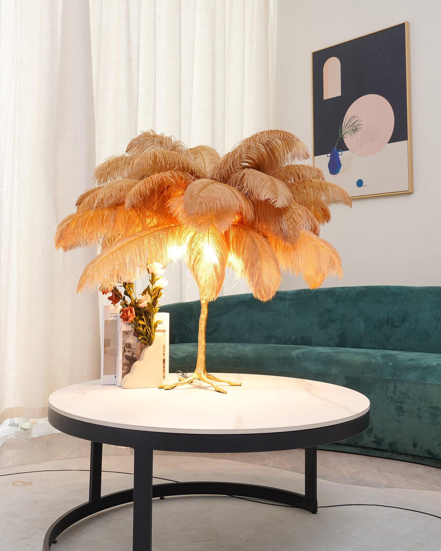 Ostrich Feather Table Lamp