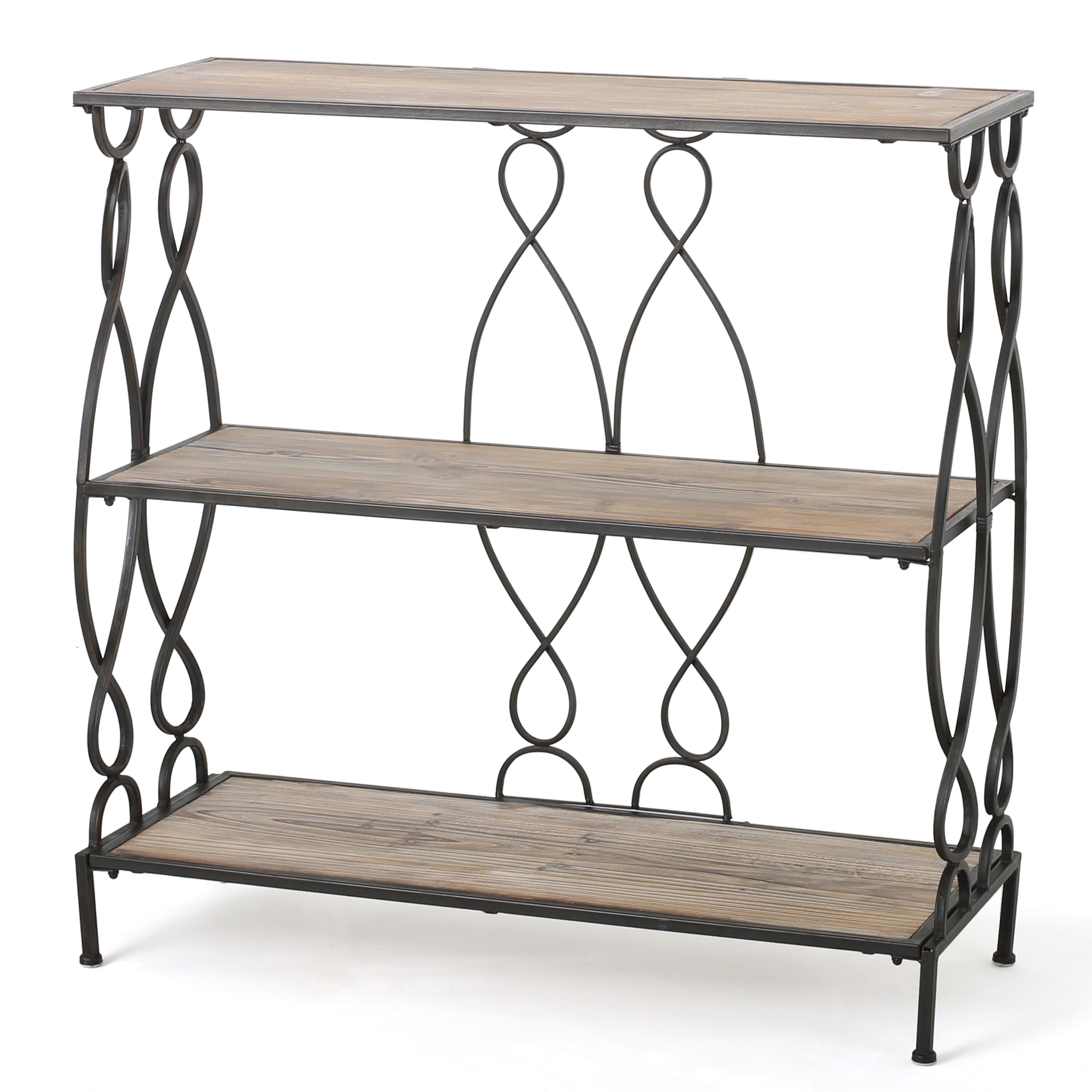 Varcan Modern Industrial 2 Shelf Firwood Bookcase