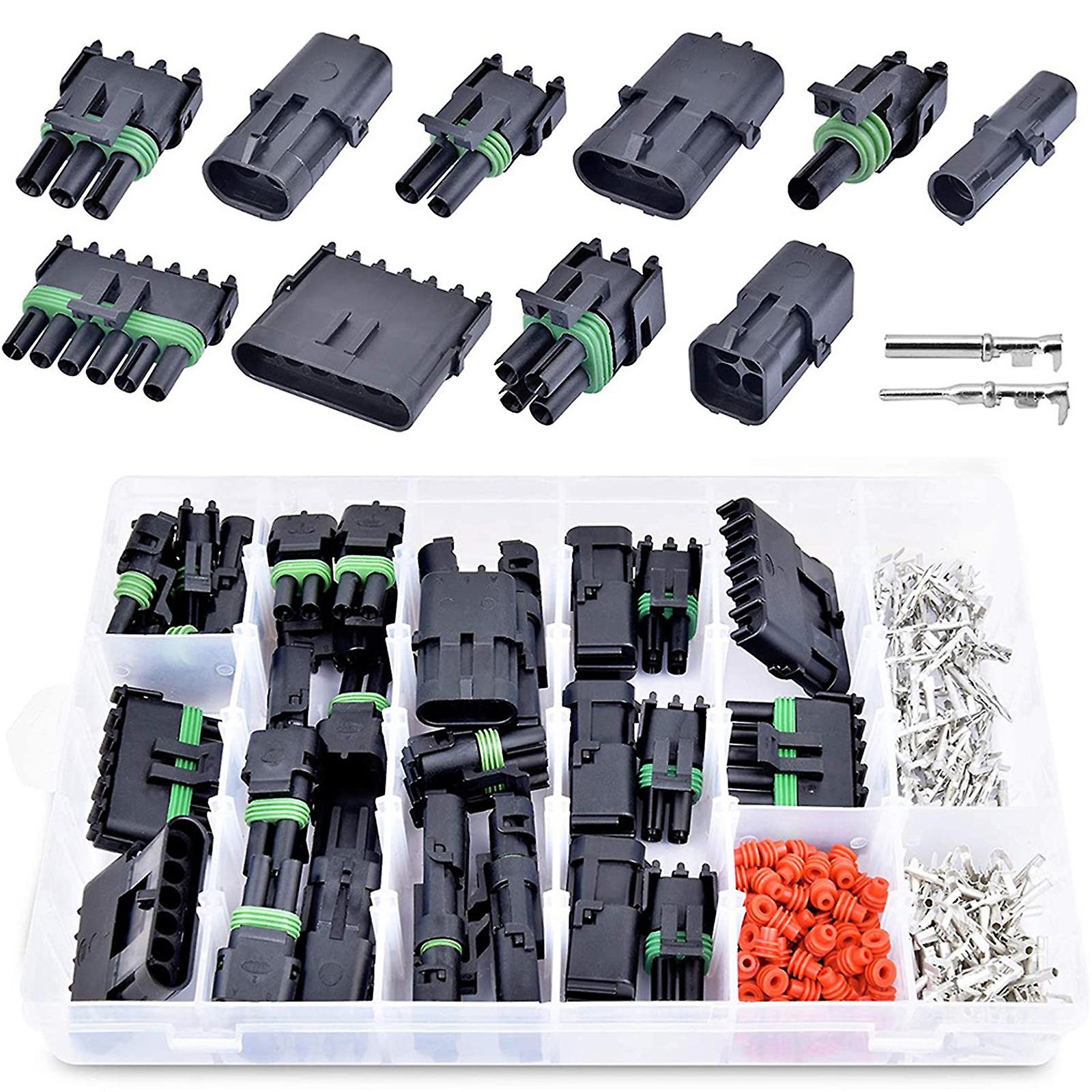 320pcs Car Electrical Wire Connector Terminals Plug Kit 1/2/3/4/6 Male And Female Small Pin Waterproof Plug For Truck Motorcycles Boats