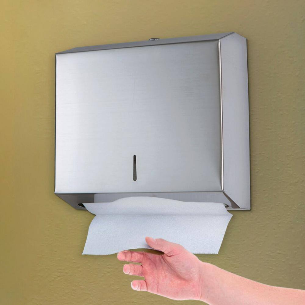 Alpine Industries Stainless Steel Multi-FoldC-Fold Paper Towel Dispenser and Vertical Manual Liquid Commercial Soap Dispenser Combo 481-423-PKG